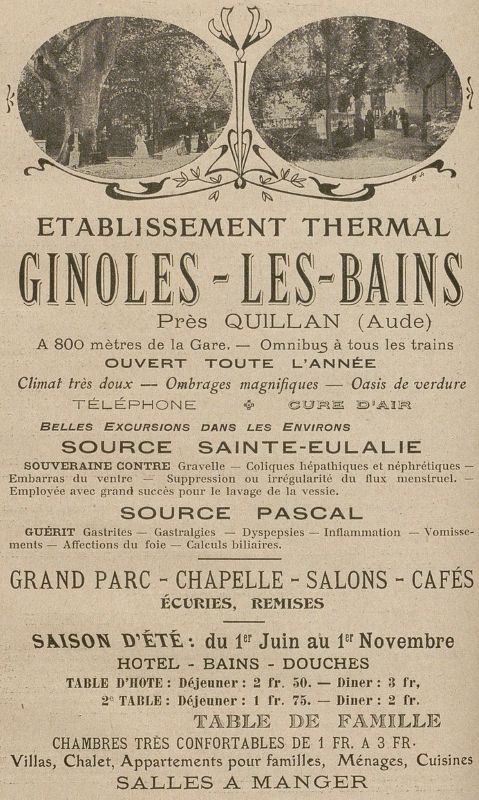 Publicité de Ginoles-les-bains